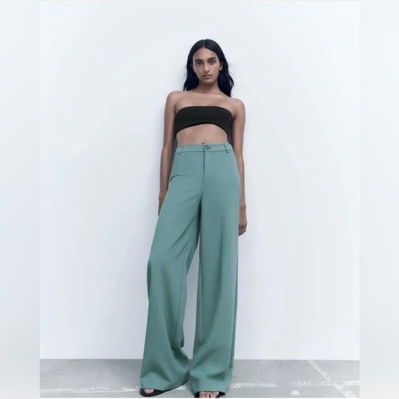 Zara Green Wide Leg Pants - Picture 7 of 12
